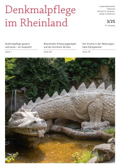 Titelbild der Zeitschrift "Denkmalpflege im Rheinland" mit Foto eines liegenden Drachen